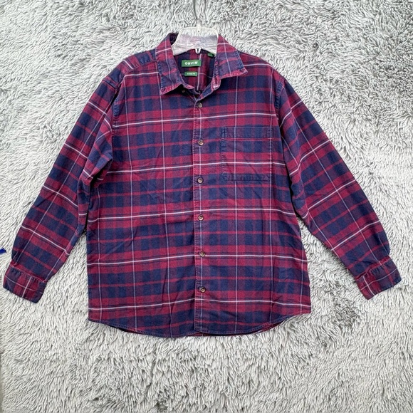Orvis Other - Orvis Flannel Shirt Mens Large Classic Fit Button Up Sangria Plaid Double Brush